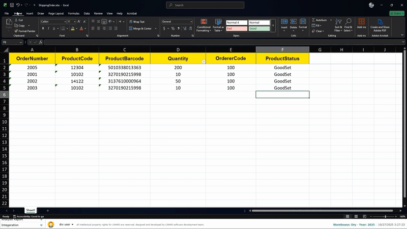 Shipping Order, reference number, warehouse, customer, and owner, linari, www.linari.ge,